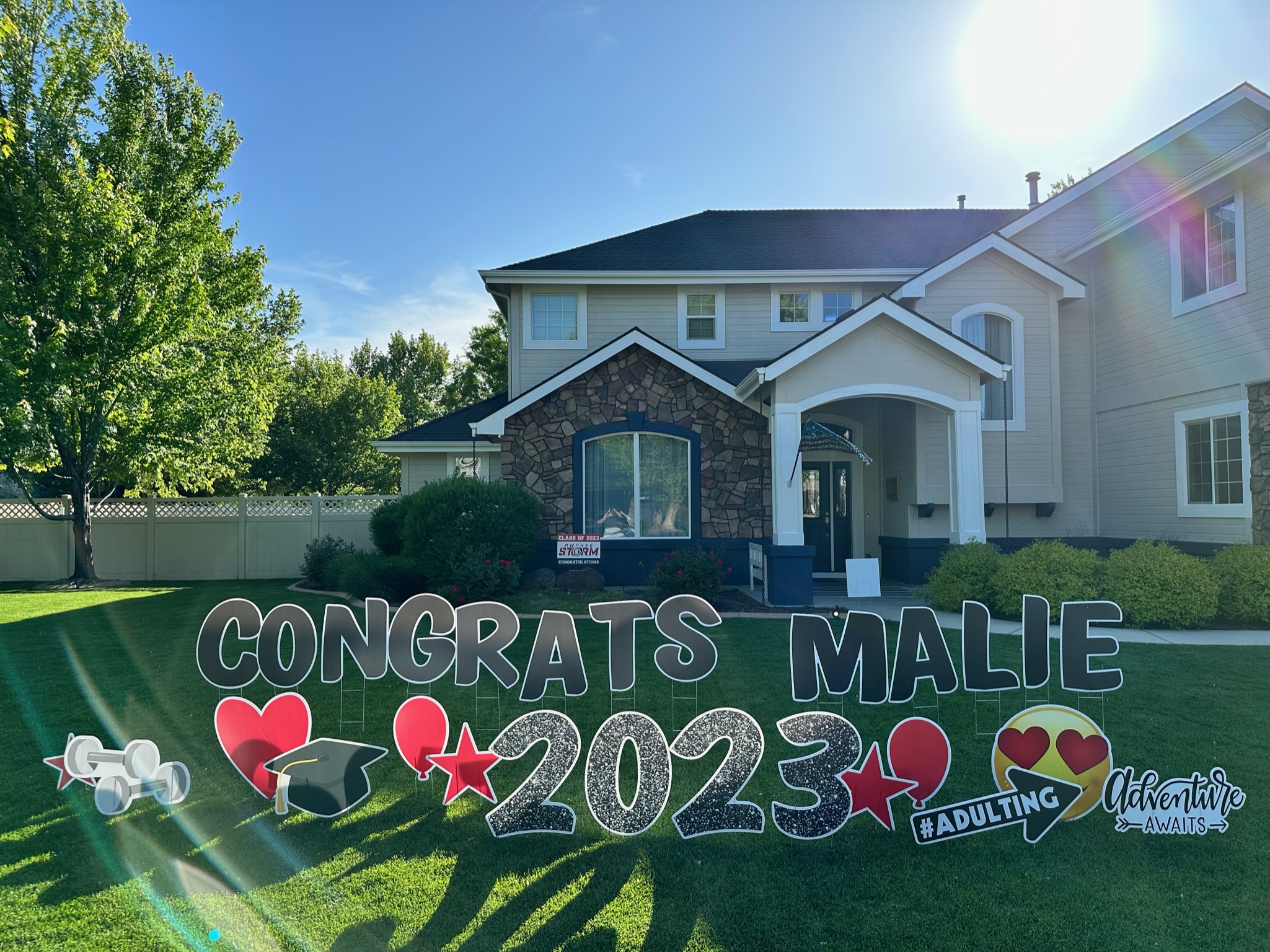 Standard Graduation yard card display in Boise Idaho